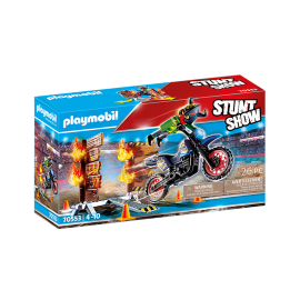 Playmobil - Stuntshow Motorcykel med brandmur 70553