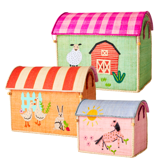 Rice - Large Set of 3 Toy Baskets  Farm Theme