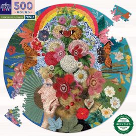 eeBoo - Rundt puslespil 500 brk - Theatre of Flowers