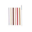 OYOY Mini -  Pack Of 6 Mellow Silicone Straw - Cherry red / Vanilla M107285