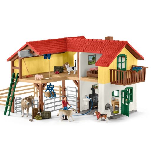 Schleich - Bondegårdshus med stald og dyr 42407