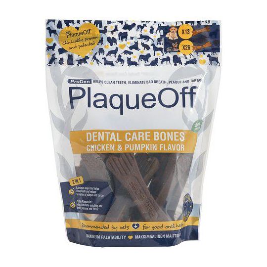 PlaqueOff - DENTAL BONES KYLLING OG GRÆSKAR 13 STK 480gr