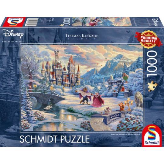 Schmidt - Thomas Kinkade Disney - Skønheden og Udyrets Vinterfortryllelse 1000 brikker