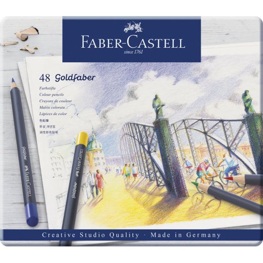 Faber-Castell - Goldfaber farveblyante, Metalæske med 48 stk