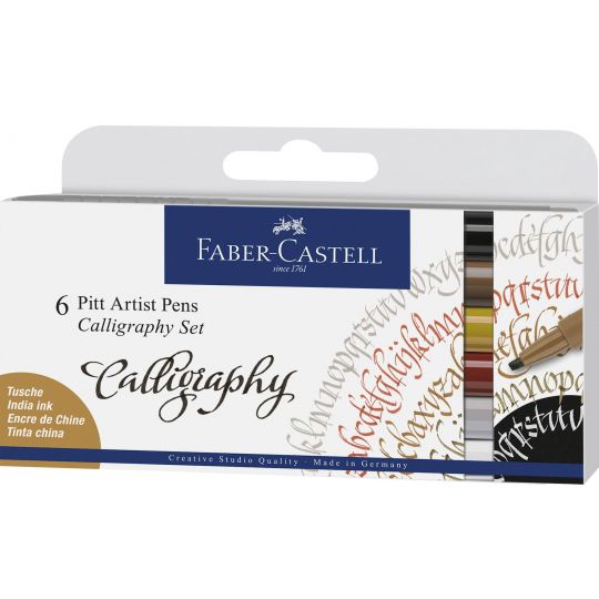 Faber-Castell - India ink Pitt Artist Pen Calligraphy 6 pcs 167506