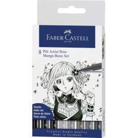 Faber-Castell - India ink Pitt Artist Pen B Manga 8 pcs 167107
