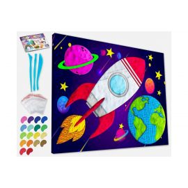 SPLAT PLANET - Clay painting on canvas 30x40cm - Space 777685