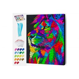 SPLAT PLANET - Clay painting on canvas 30x40cm - Lion 777684