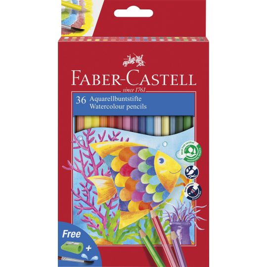 Faber-Castell - Watercolour pencil + brush box 36 pcs 114437