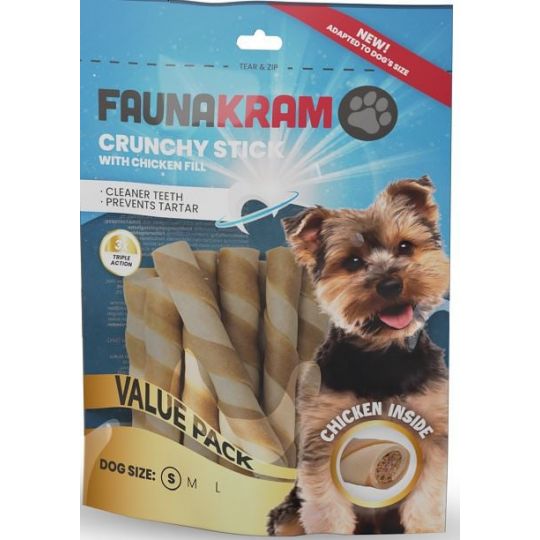 Faunakram - BLAND 4 FOR 119 - Crunchy dental stick small 200gr OBS bedst før 5/8-2024