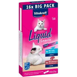 Vitakraft - Liquid Snack kattesnack Multipack med lever og laks 16x15g