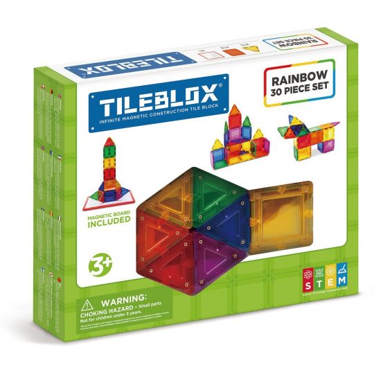 Tileblox - Regnbue - 30 stk m. magnetisk plade