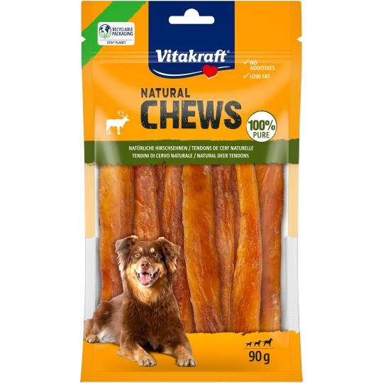 Vitakraft - NATURAL CHEWS Naturlige hjortesener tørret hundesnack 90 g