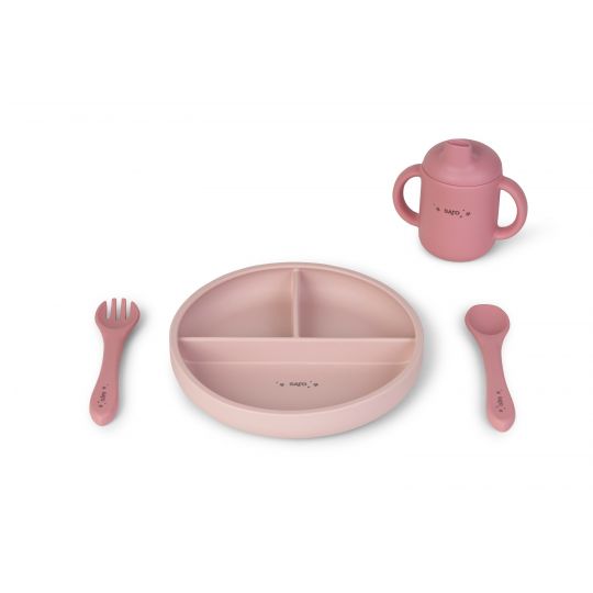 SARO Baby - Food and Fun Silicone Spisesæt Lyserød